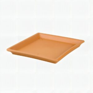 Prato Quadrado Cerâmico Terracotta — Acessório de Vaso 24cm