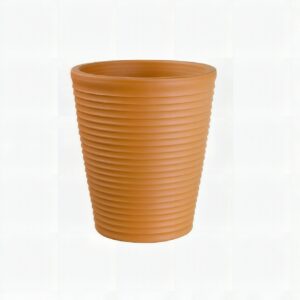 Vaso Cónico Ondulado em Terracotta — 45cm Estilo Mediterrâneo