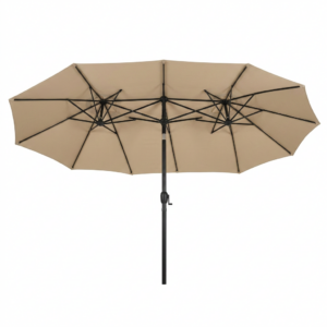 Guarda-Sol de Pátio Duplo 4,5 m com Manivela — Dupla Cobertura, Tecido Impermeável, Sistema de Ventilação, para Jardim, Piscina e Terraço