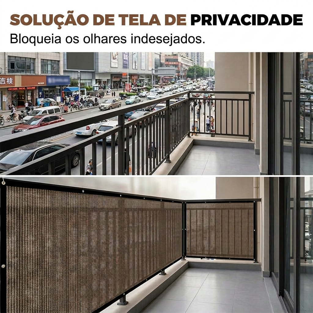 Rede de sombra como tela de privacidade na varanda